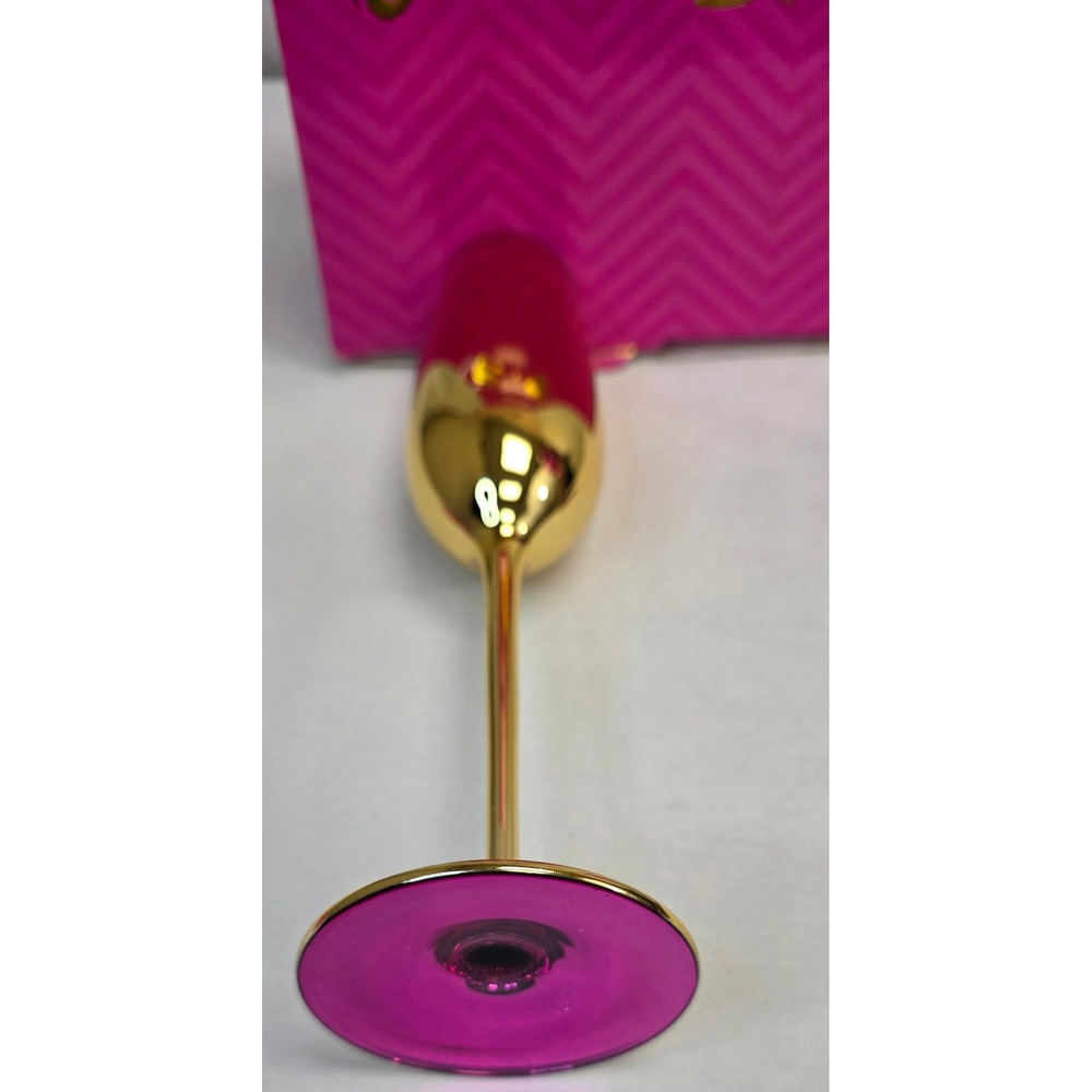 Barbie x Dragon Glassware Champagne Flutes Set of 2 Gold and Pink LimitedEdition - Picture 6 of 16